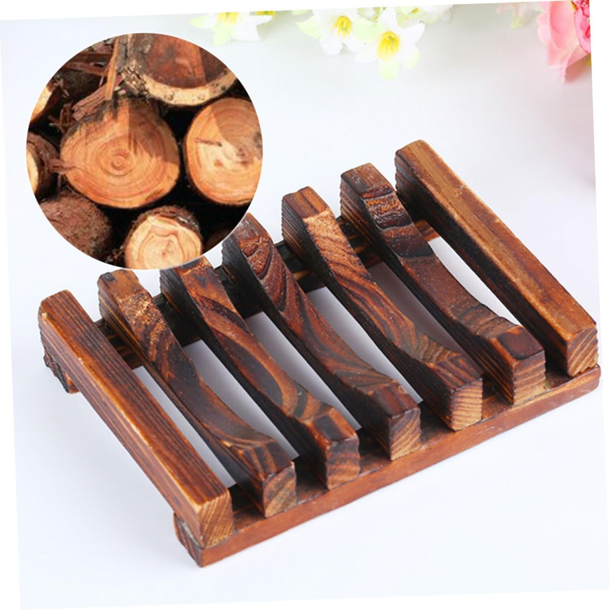 2pcs Wood Soap Shelf Holder Dish for Bathroom Countertop