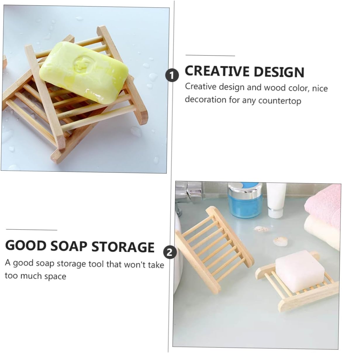Wooden Soap Tray Holder 6pcs Natural Draining