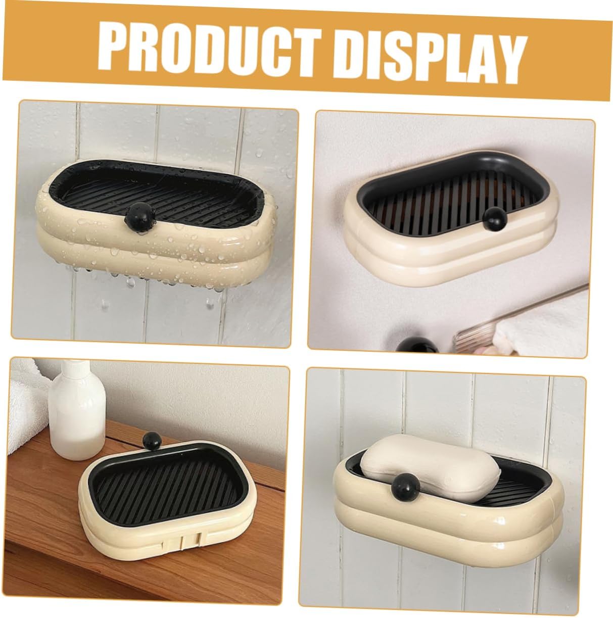 Amosfun Dual Drain Soap Dish Holder for Wall