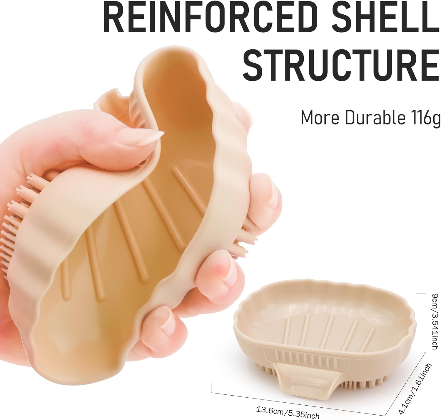 Cute Sea Shell Silicone Soap Dish with Bristles Brush