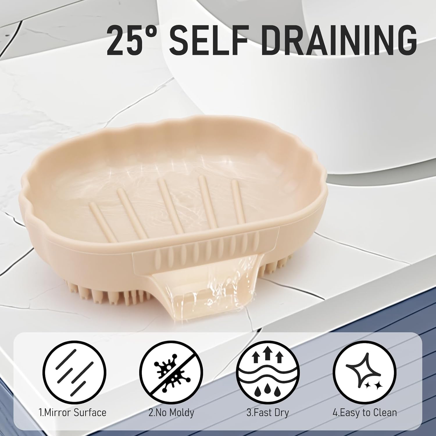 Cute Sea Shell Silicone Soap Dish with Bristles Brush