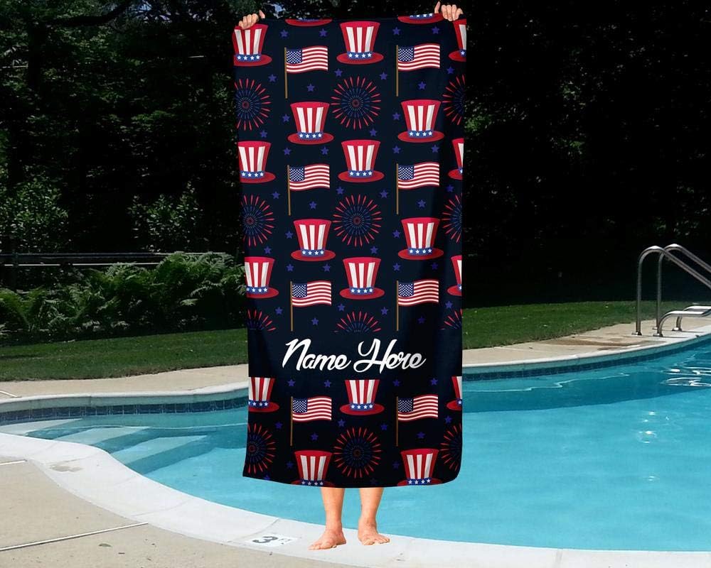 Personalized Corner Extra Large Patriotic Uncle Sam July 4th Towel