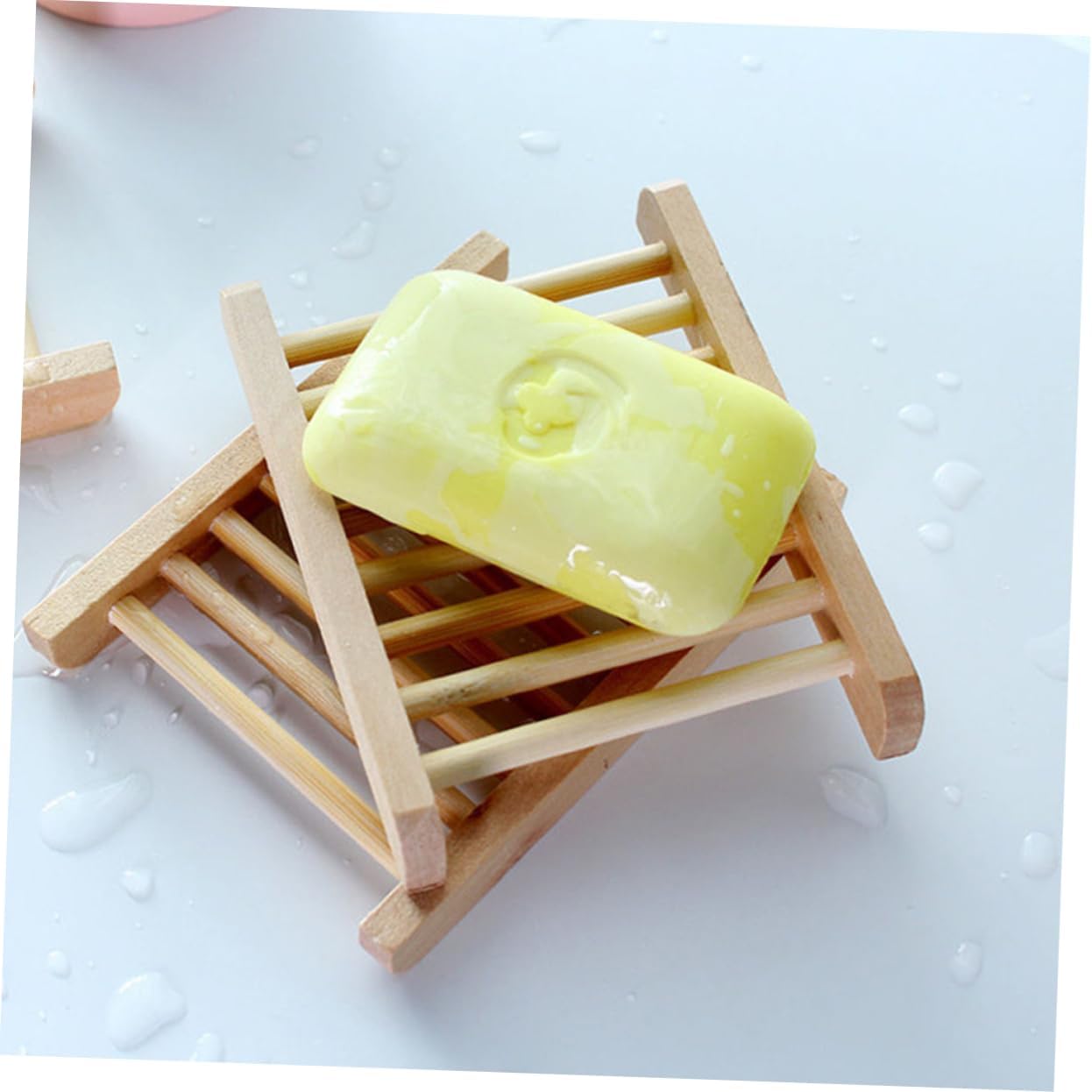 Unomor 6Pcs Wooden Soap Holder Drainage Tray for Bathroom Kitchen