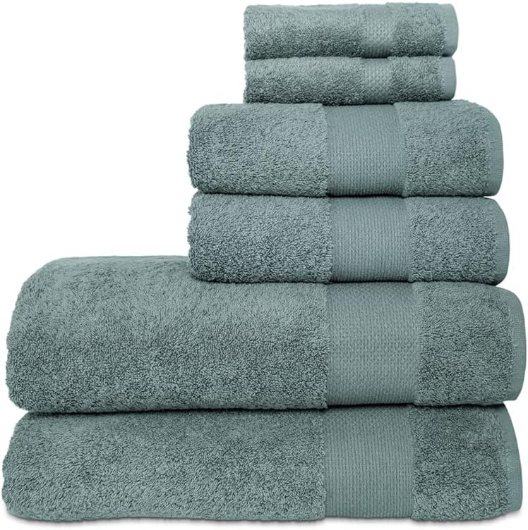 6-Piece Bath Towel Set - High Absorbency Dark Green