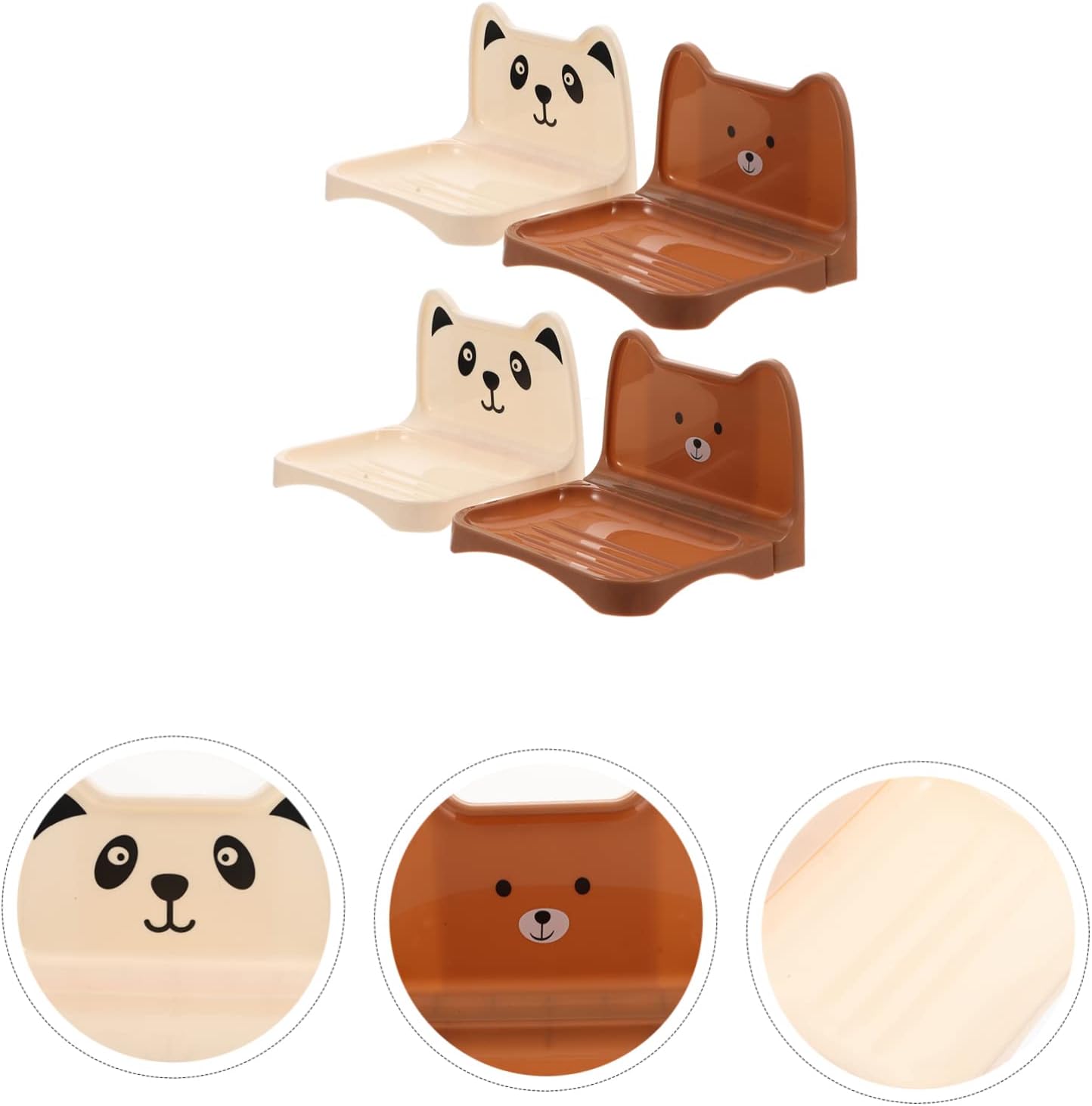 4PCS Cartoon Bear Wall Mounted Soap Racks Suction Cup Holder