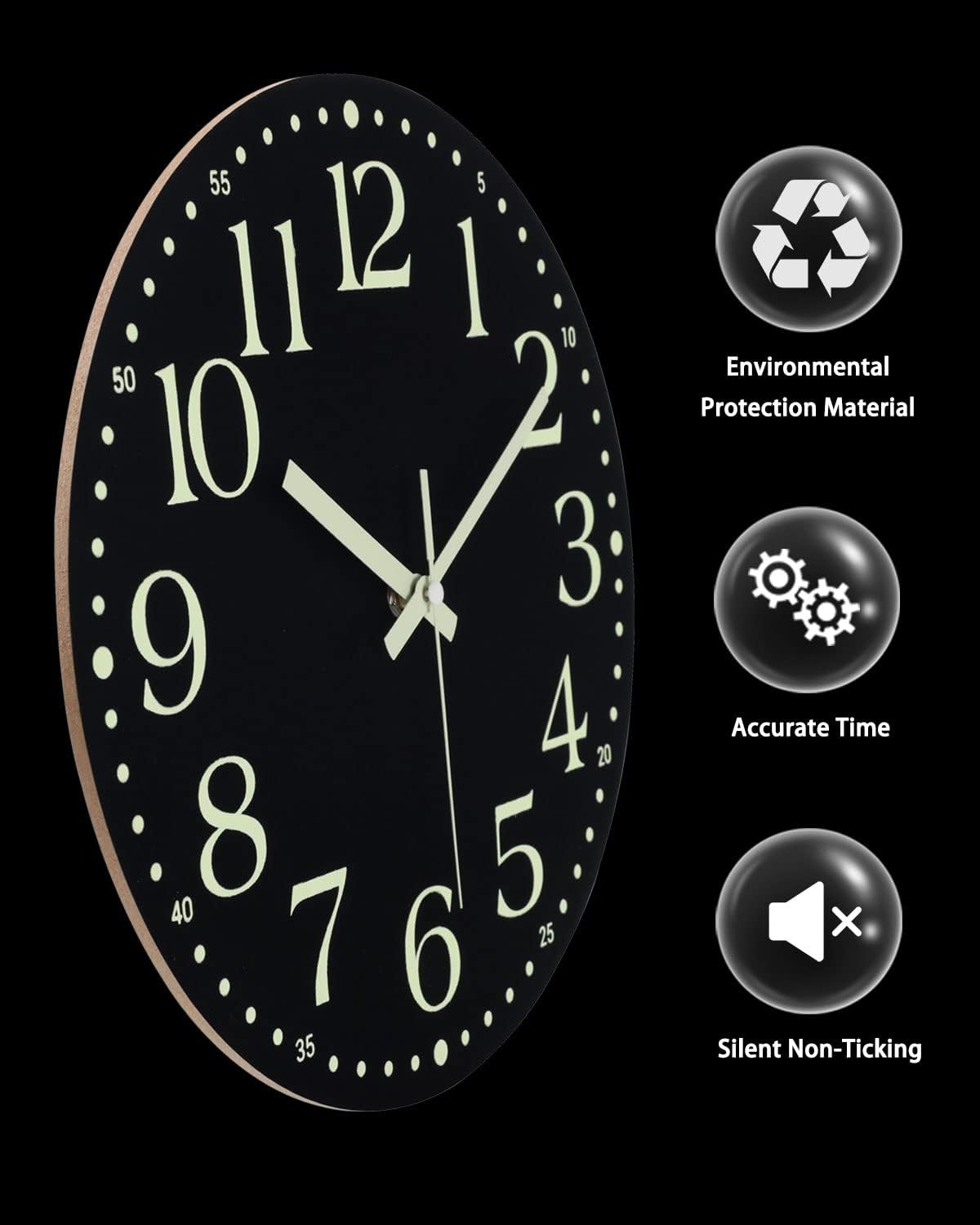 JoFomp 14 Inch Glow in the Dark Wall Clock 1
