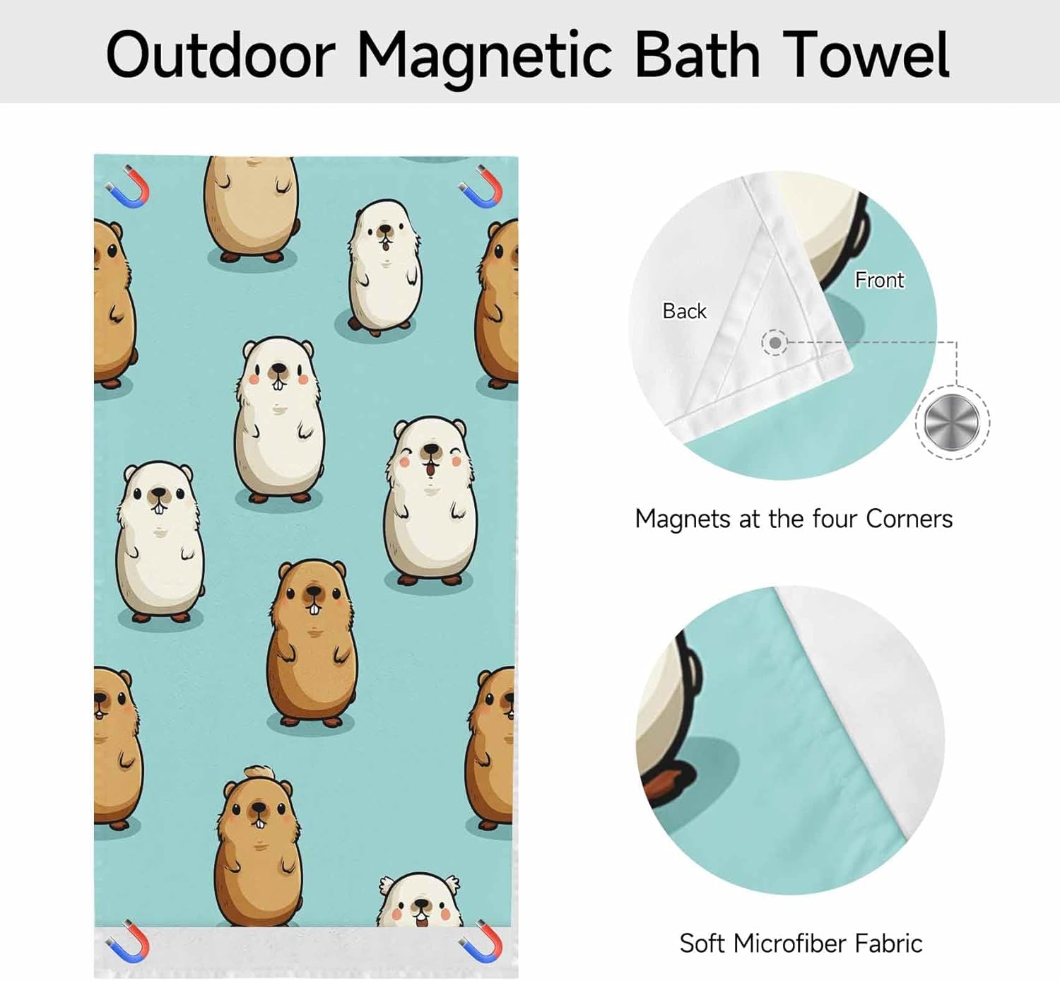 Magnetic Hamster Bath Towel - Beach Camping Friendly