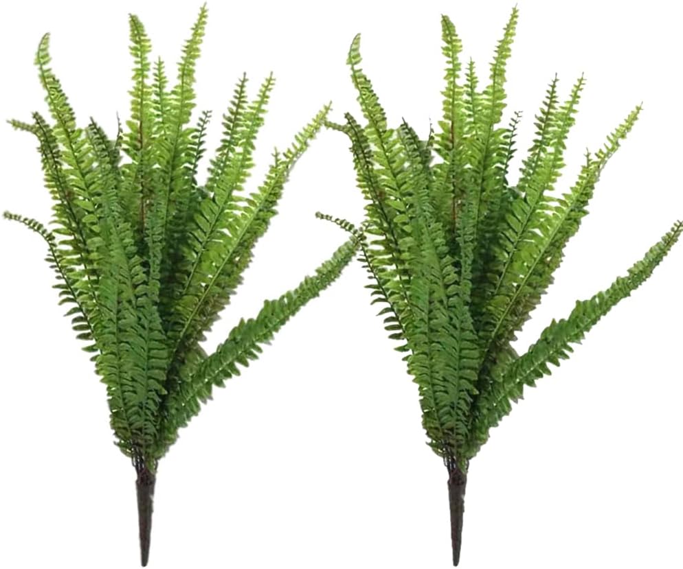 2Pcs Artificial Fern Plants Fake Boston Fern Faux Greenery