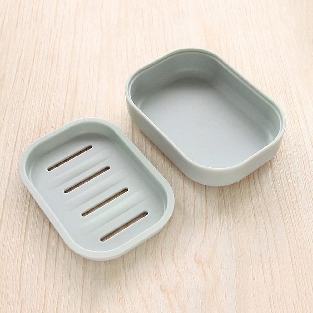 2PCS Khaki Plastic Square Soap Dish for Bathroom Kitchen