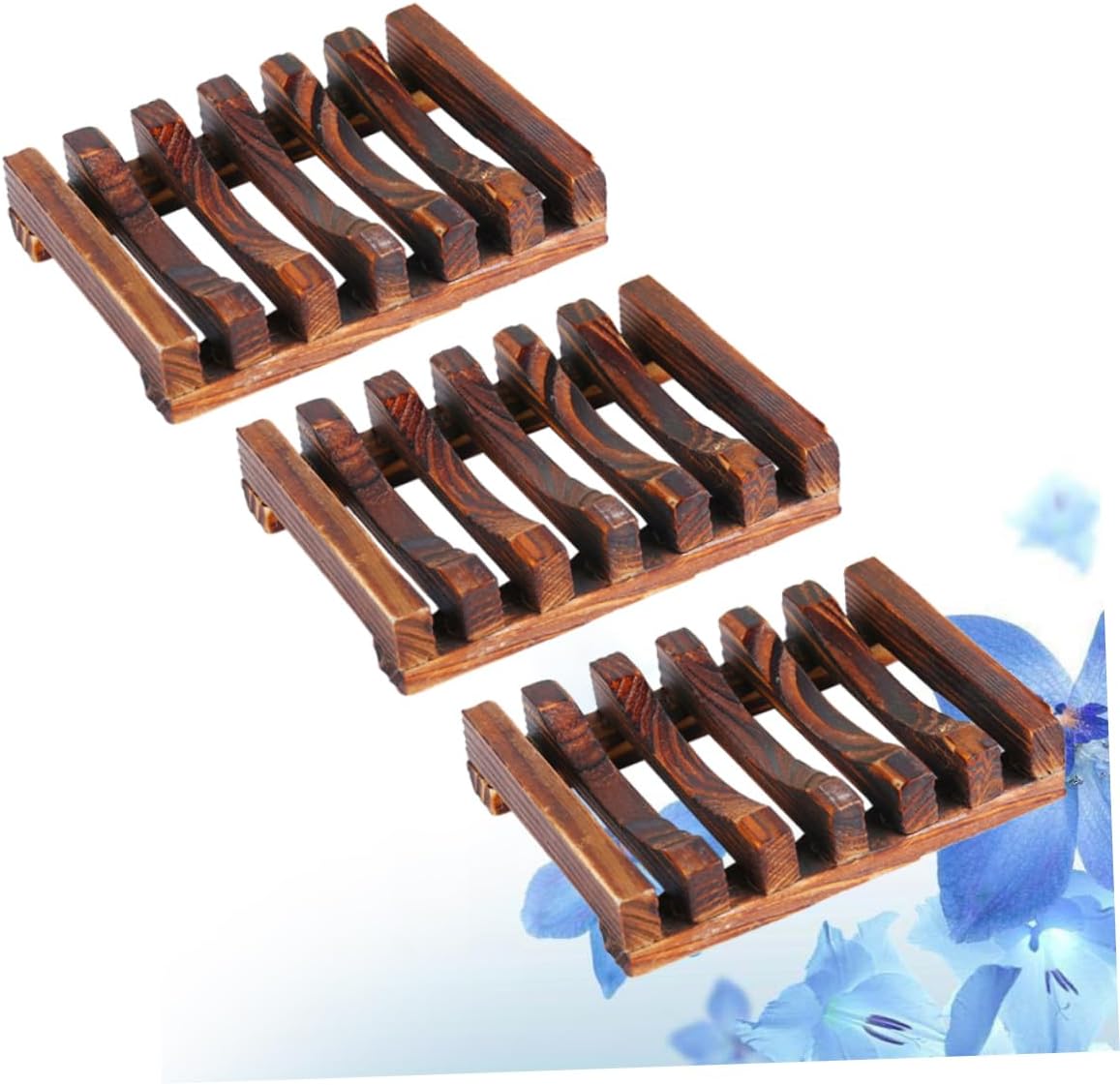 Anneome 3pcs Natural Nanmu Wood Soap Holder Drainage Dish