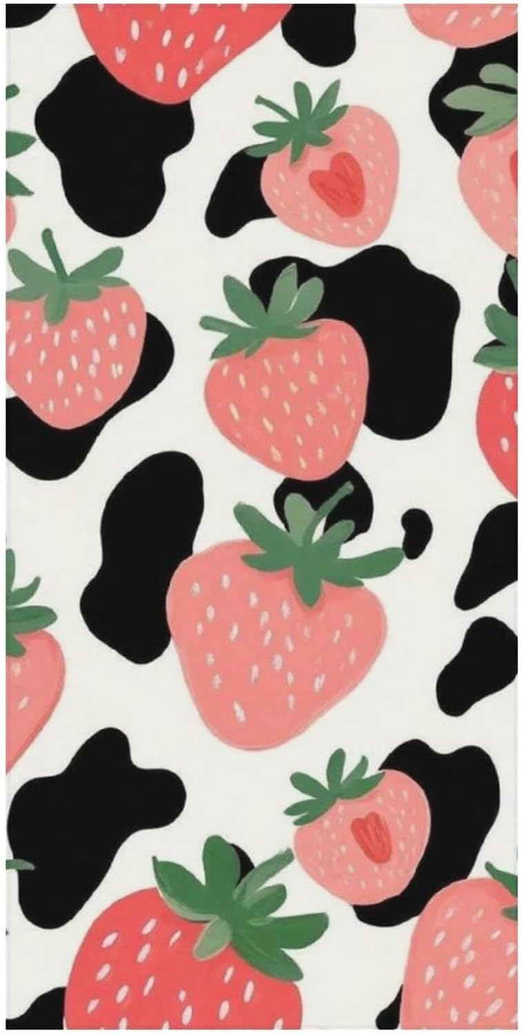 4SEE Pink Strawberry Cow Print Beach Towel for Women Men