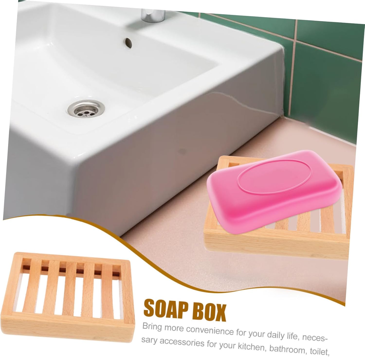 LIFKOME Simple Beech Soap Dish with Drainage