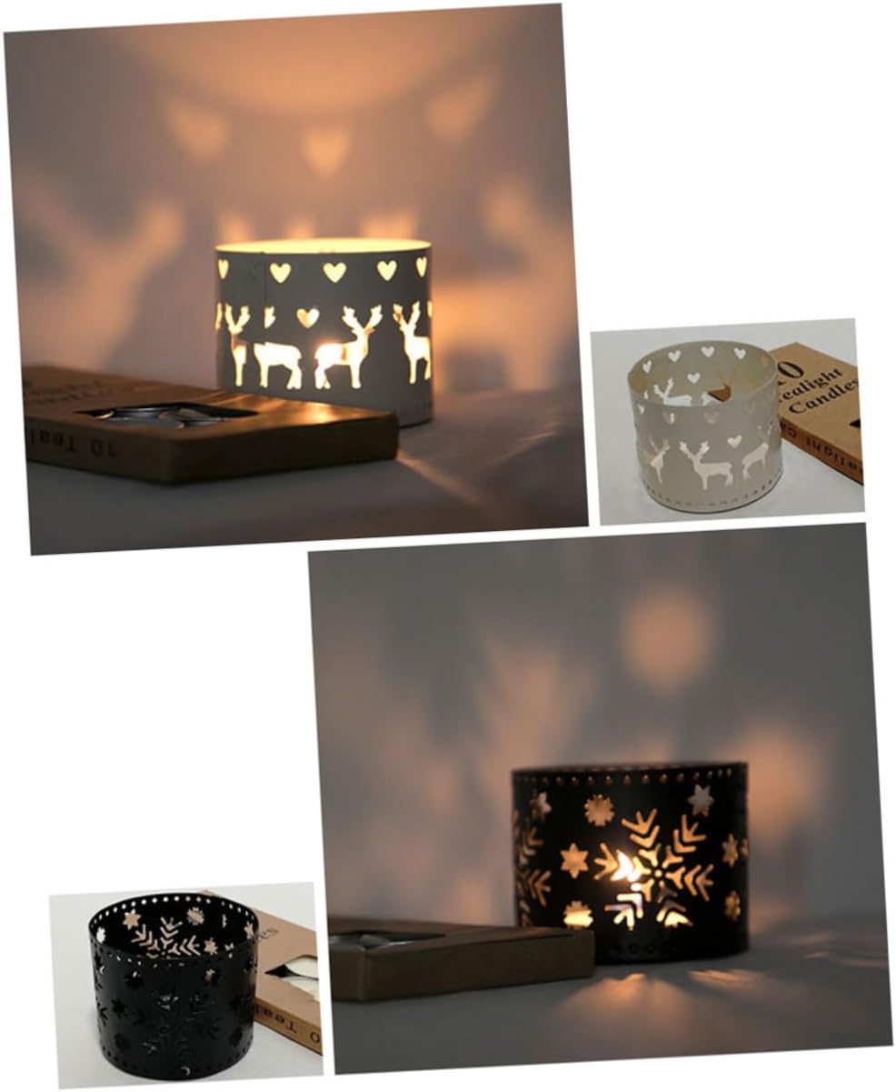 Cabilock Iron Hollow Christmas Candle Holder Snowflake Design Black