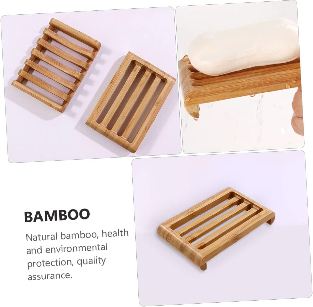Cabilock 2pcs Bamboo Soap Holder for Bathroom and Kitchen
