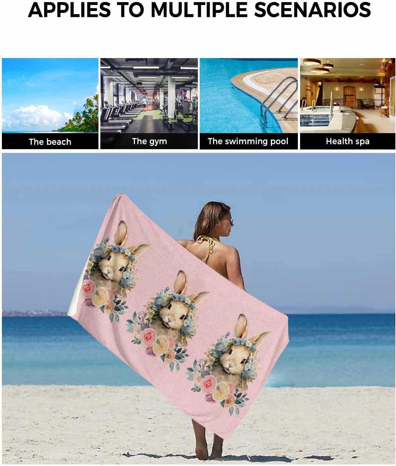 ZOE GARDEN Easter Bunny Pink Bathroom Towel Set 3-PC