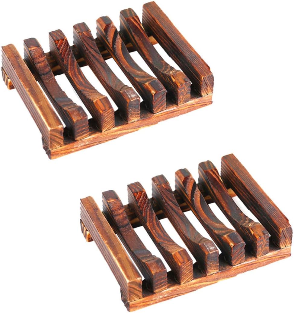 3pcs Wooden Soap Dish Classic Style Holder for Bathroom Kitchen