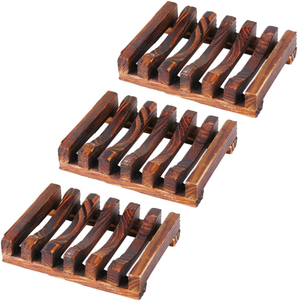 Zerodeko Wood Soap Dish Drain Soap Rack for Bathroom