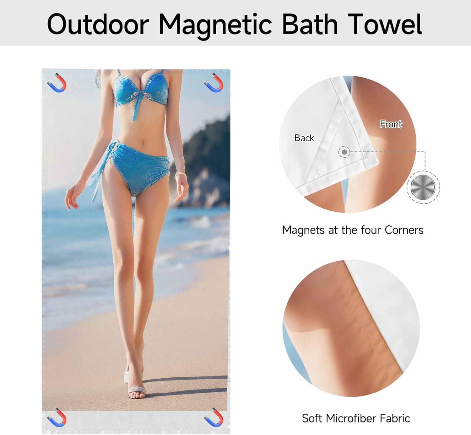 Magnetic Beach Towel 75x30 for Outdoor Use