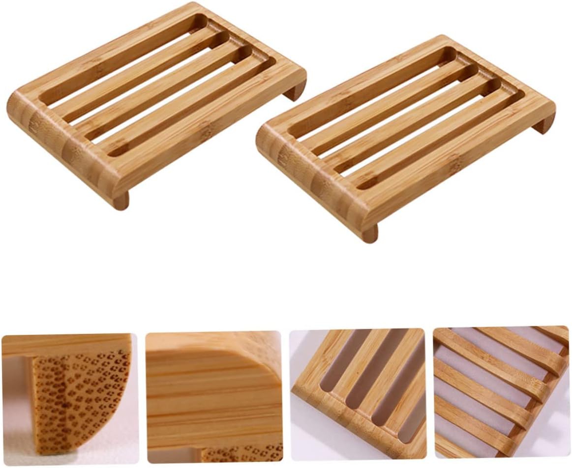 MAGICLULU 2pc Bamboo Soap Dish Drainer