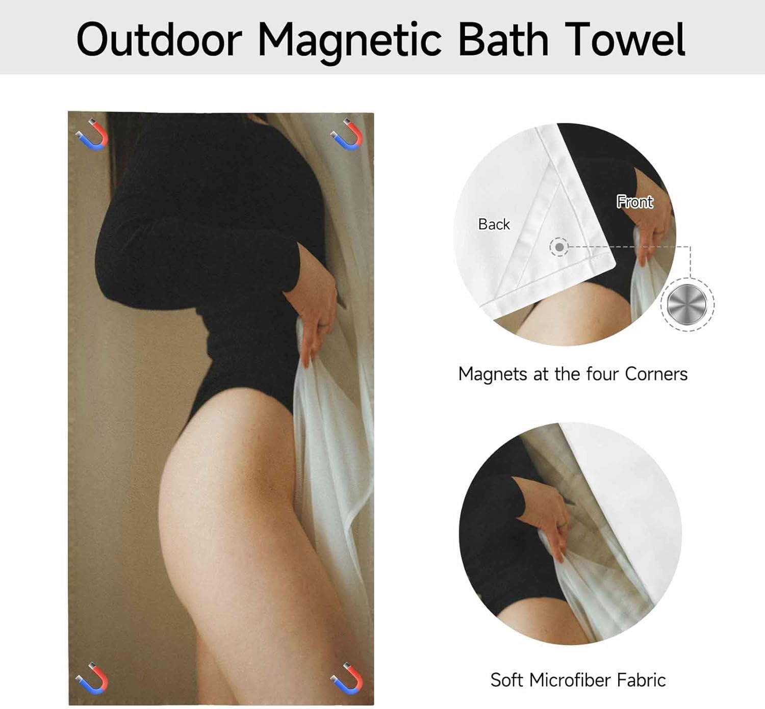 Woman Body Outdoor Magnetic Bath Towel 30x60 Super Absorbent