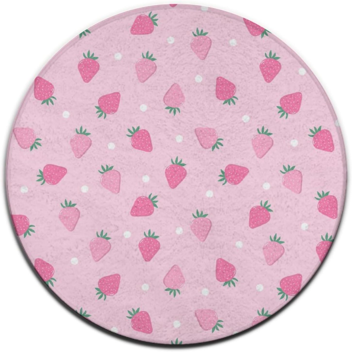 Modern Pink Strawberry Polka Dot Rug 36inch