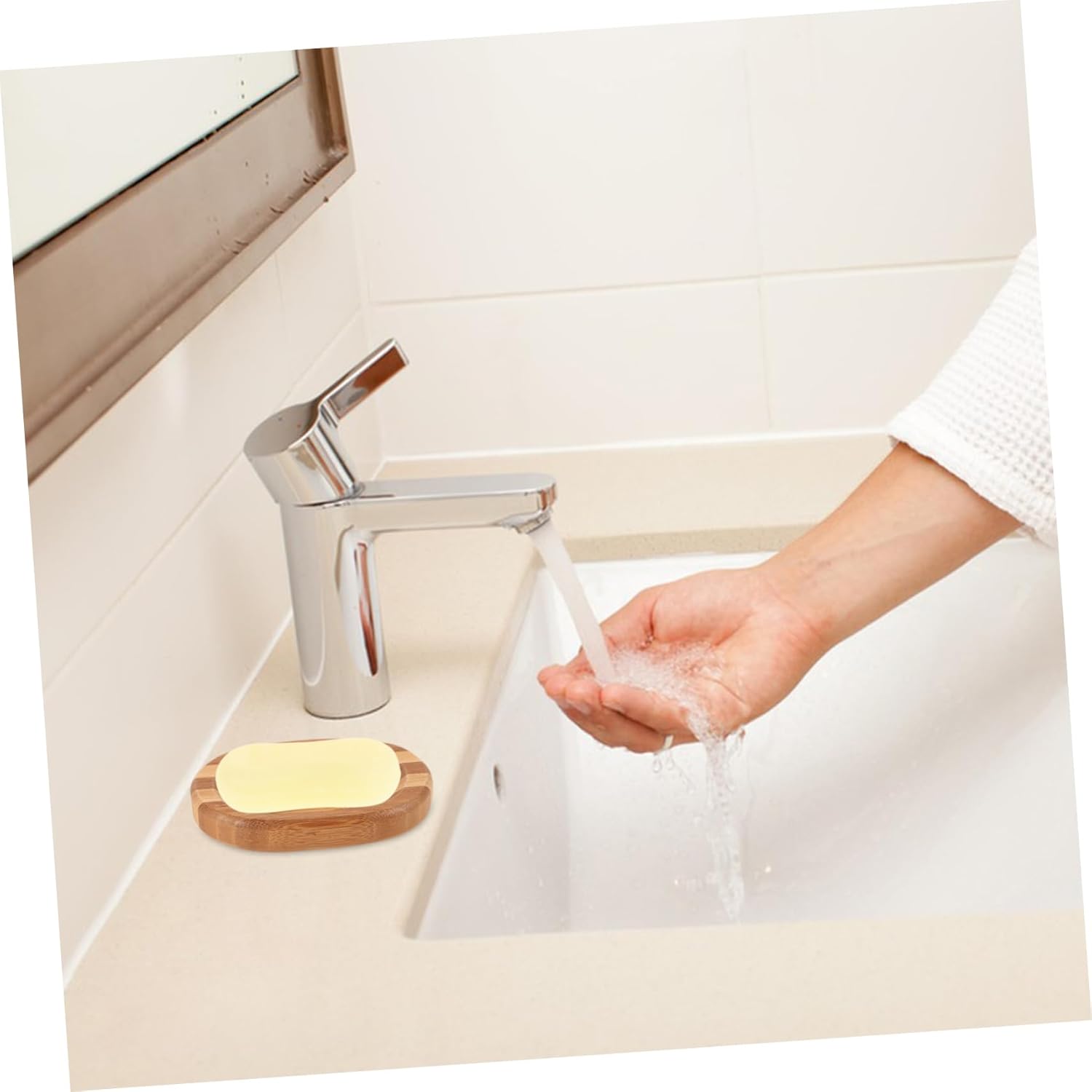 BESTYASH Zebra Pattern Wooden Soap Dish for Bath and Kitchen