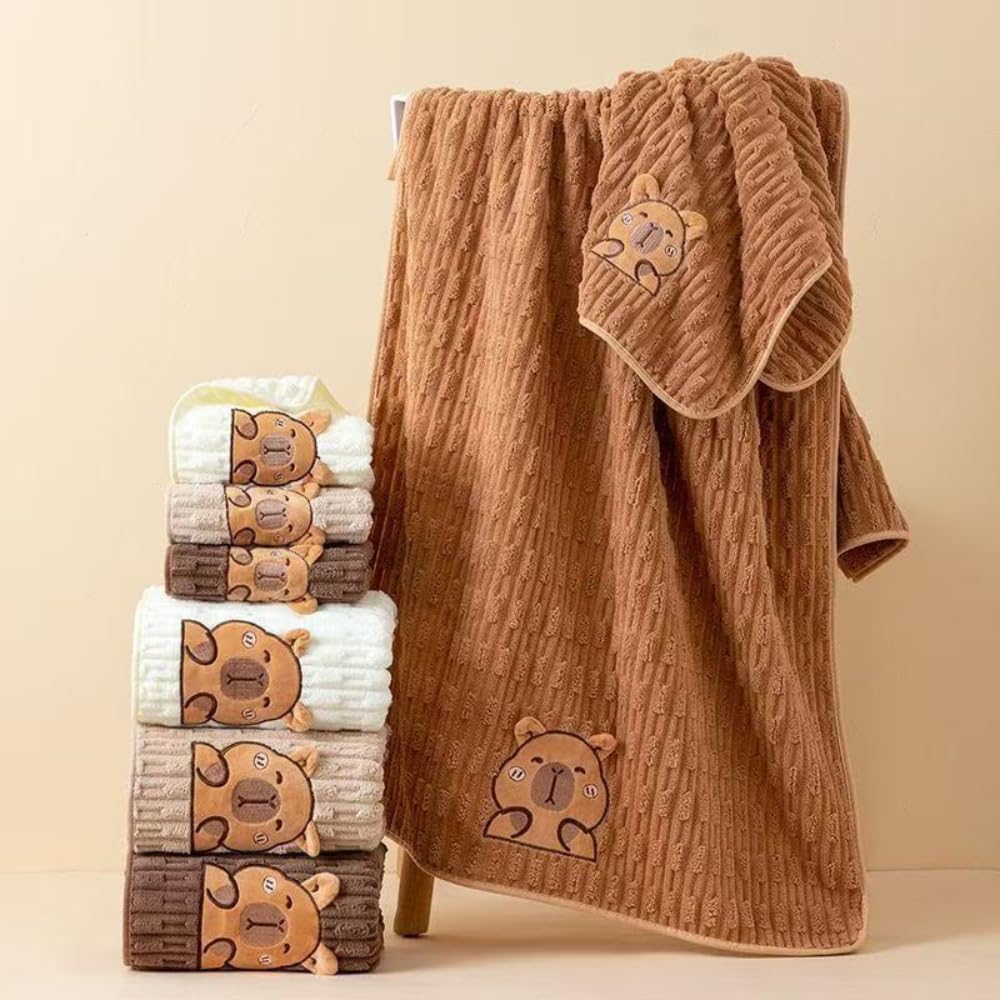Cute Capybara Bath Towel Set 275x55 Inches 2-Piece