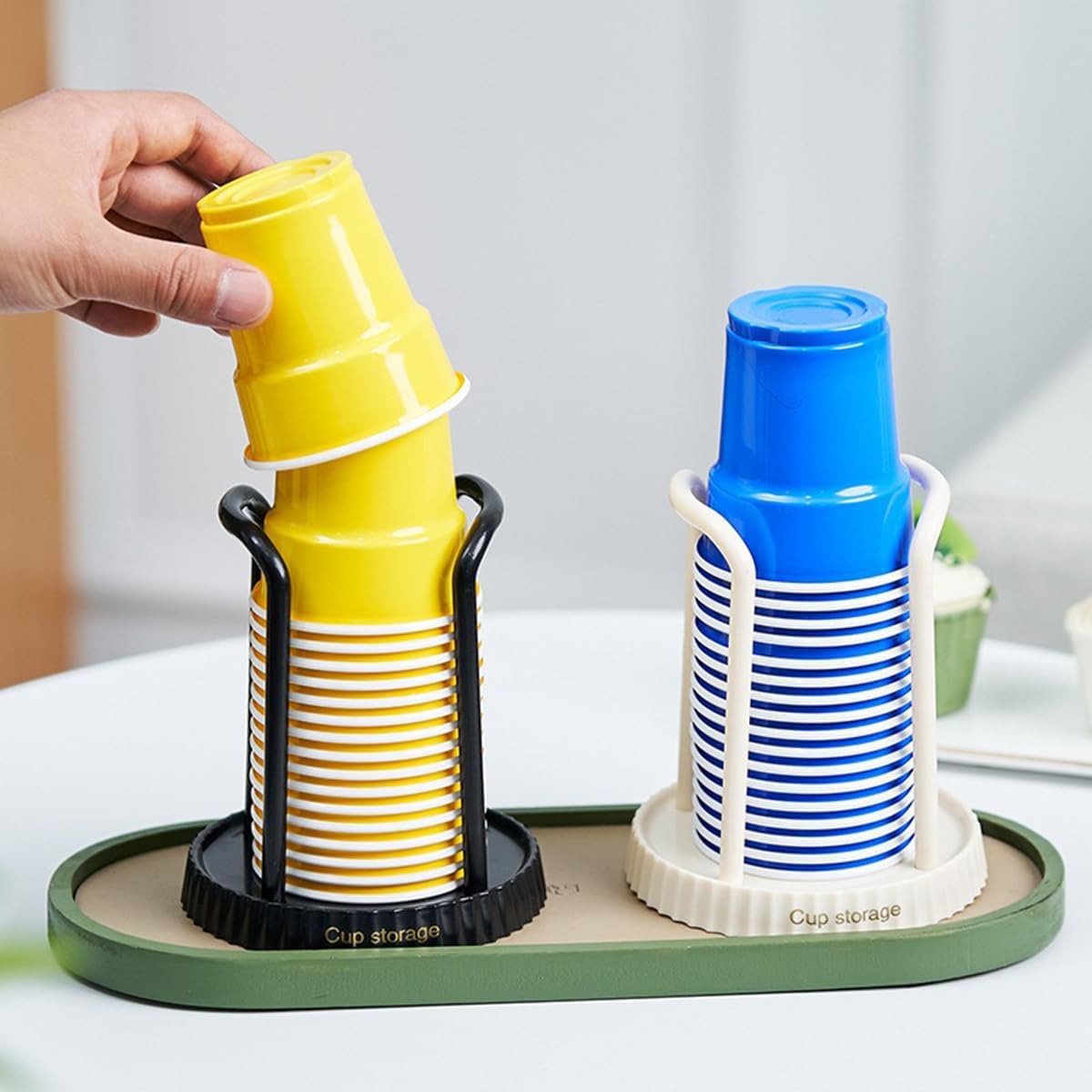 2-Pack Plastic Bathroom Cup Dispenser for 3-7 oz Cups