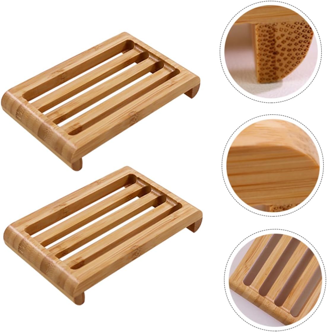2pc Bamboo Soap Dish for Kitchen Sink and Bathroom
