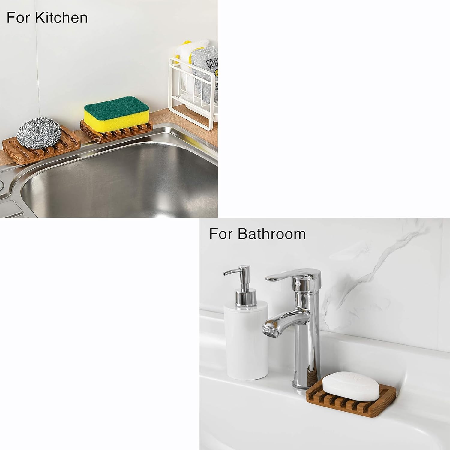 SUBEKYU Teak Wooden Soap Holder 2PCS