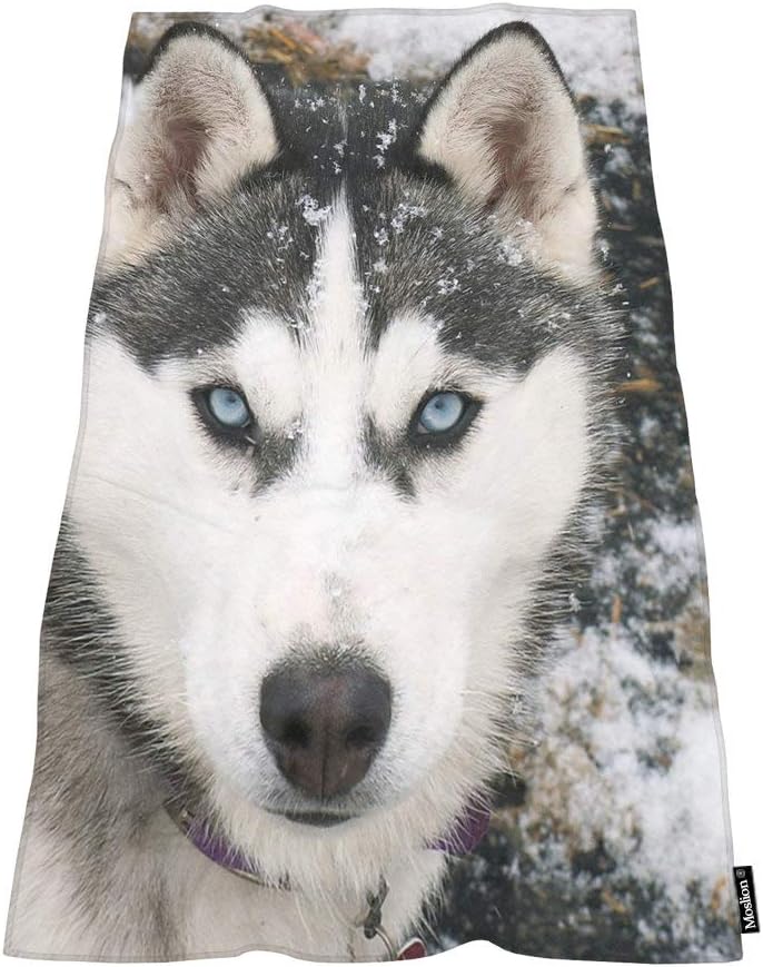 Moslion Soft Bath Towel Siberian Husky Design