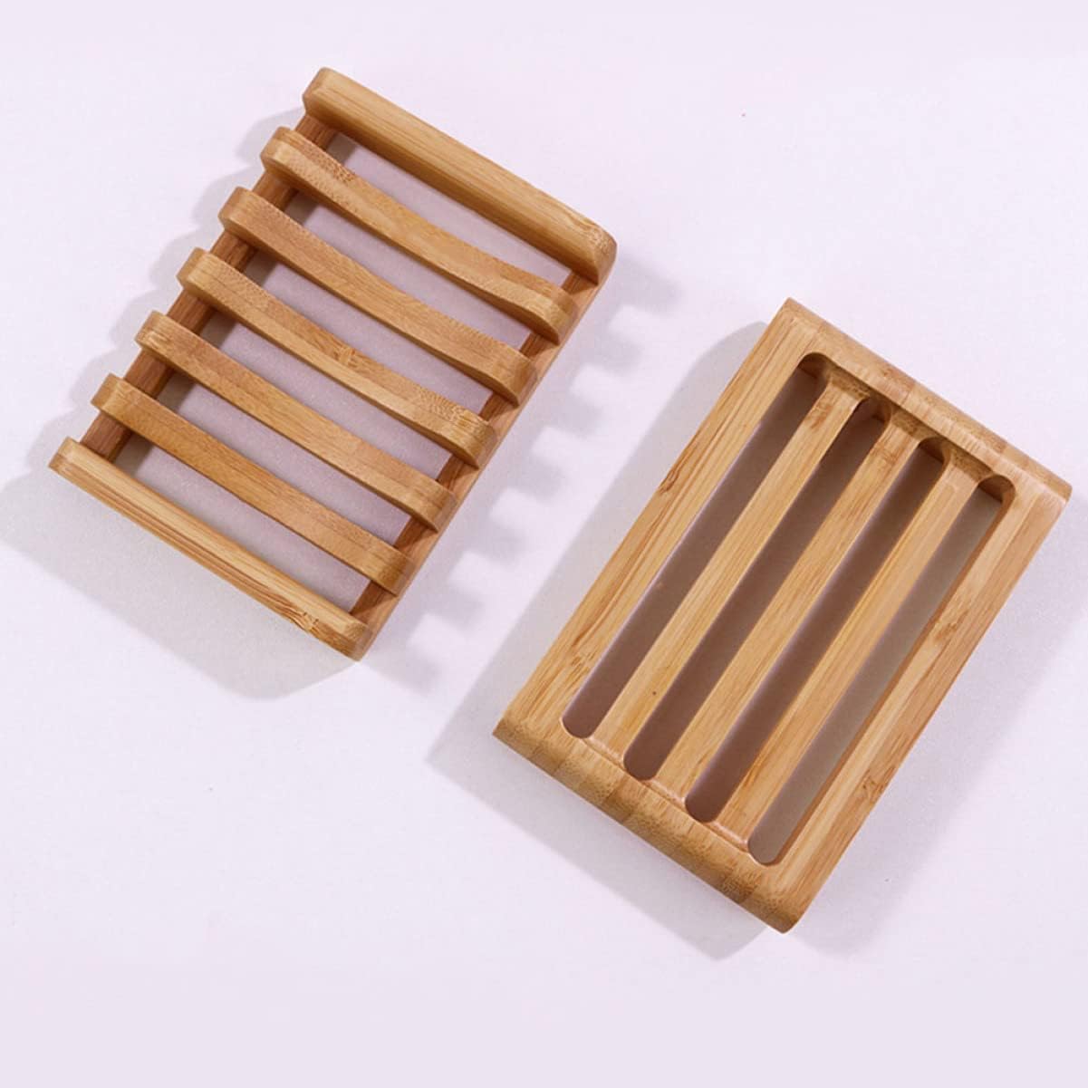 Healifty Bamboo Soap Dish Set 2pcs