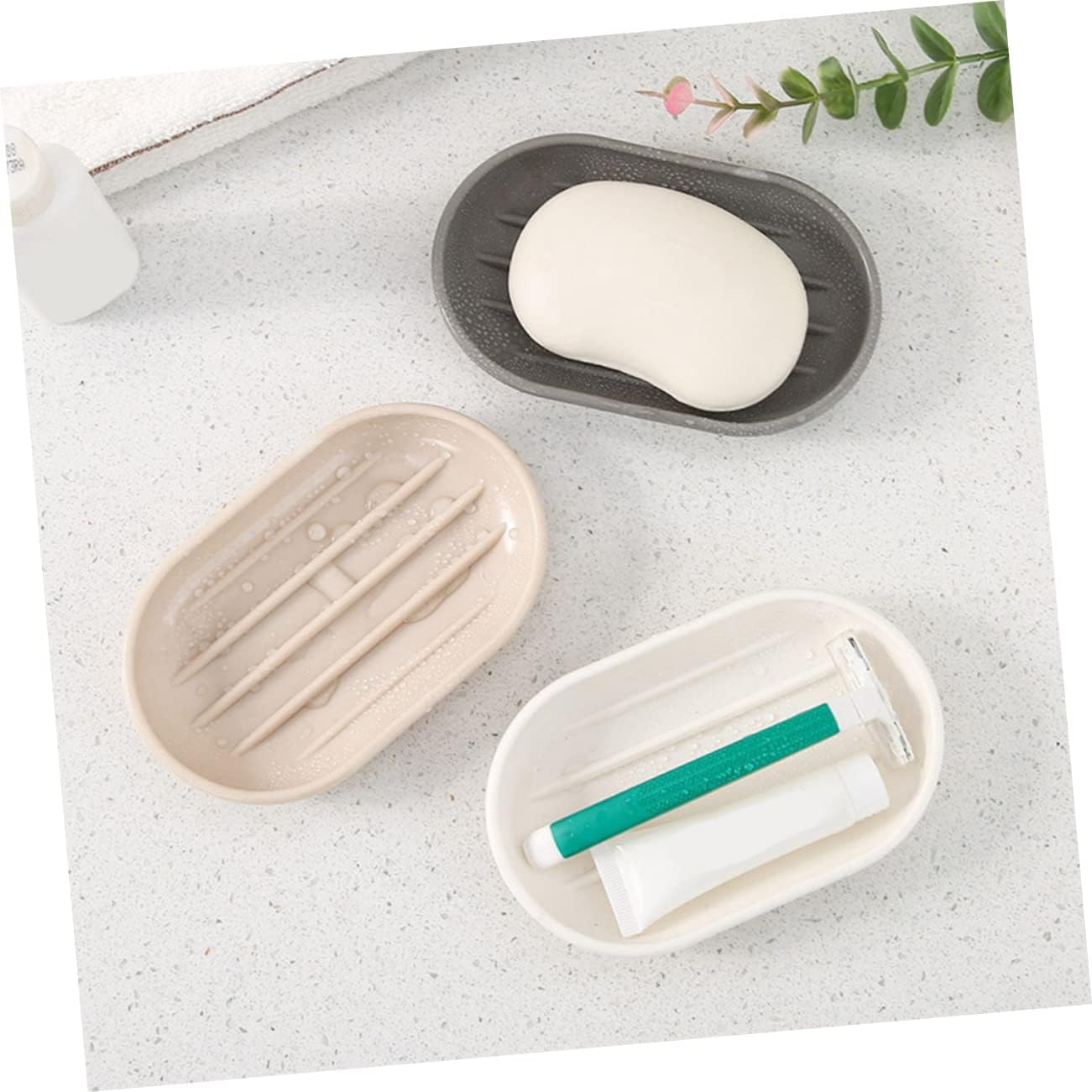 Oval PP Soap Dish for Bathroom Countertop