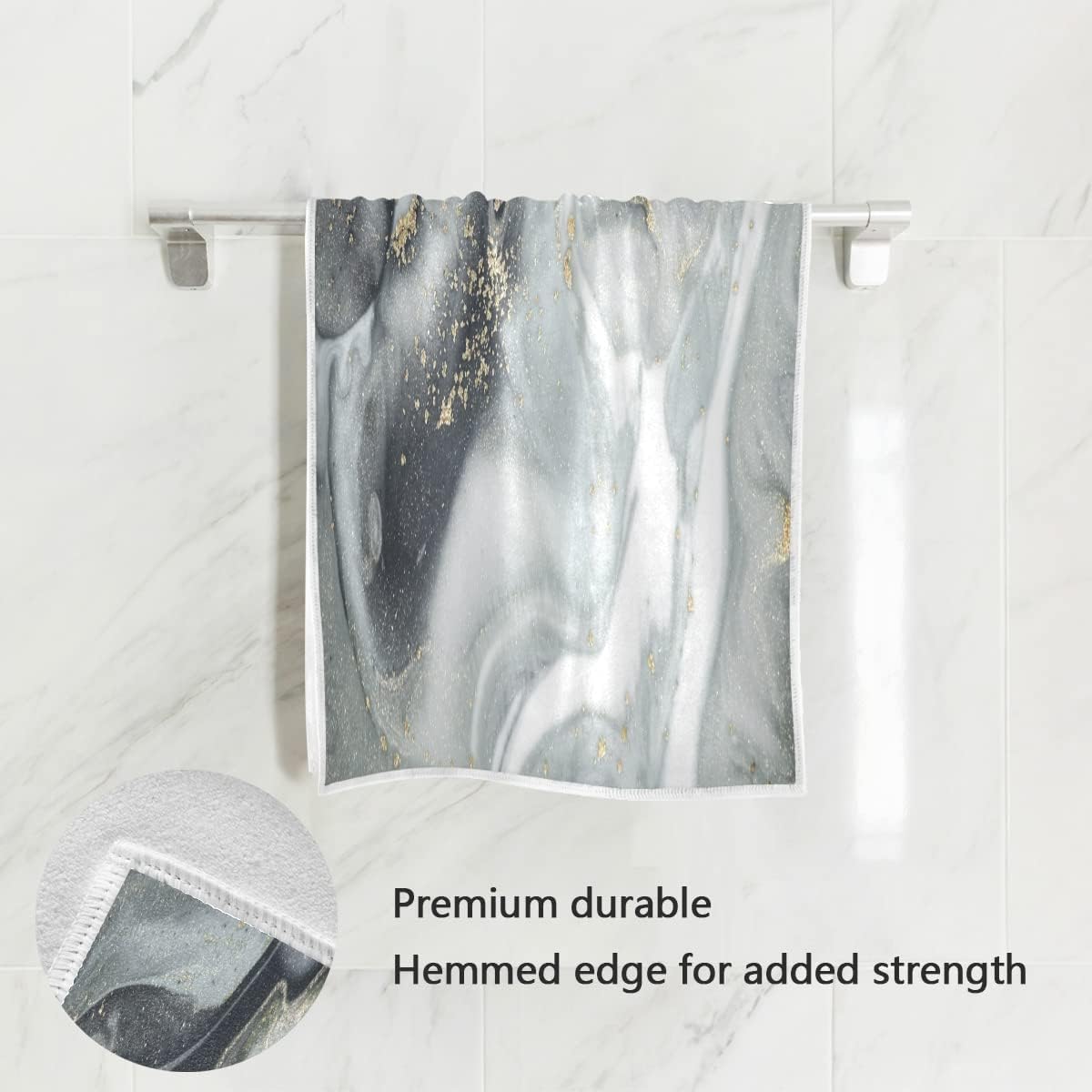 ALAZA Gray Marble Print Ink Style Bath Towel