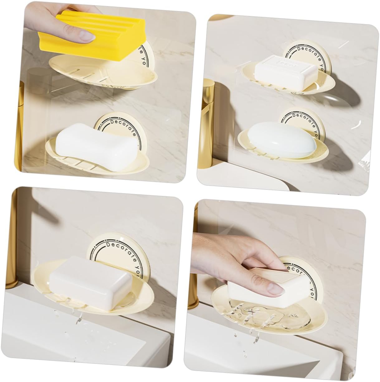 ABOOFAN Nail-Free Soap Holder Wall Mountable Drainage Pad