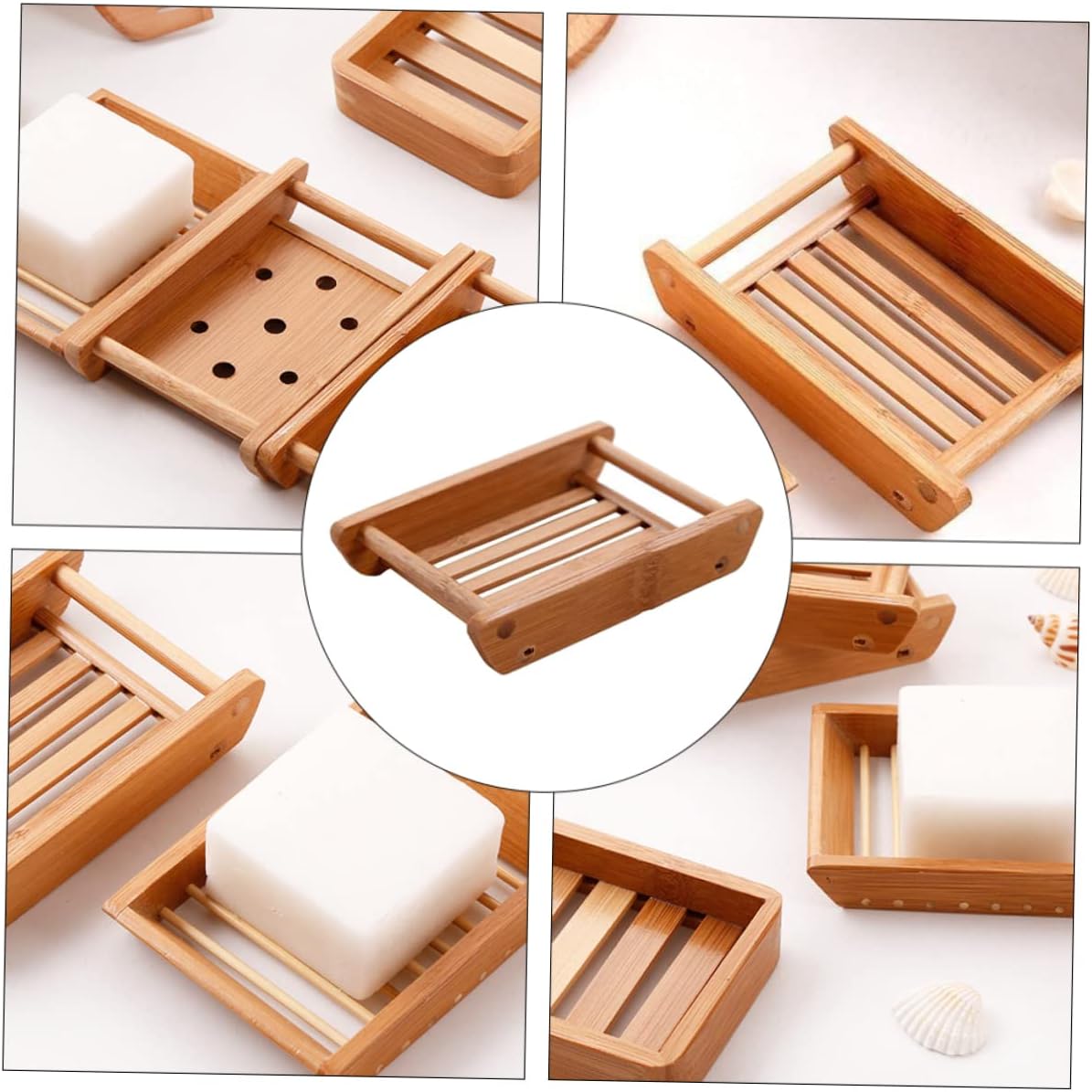 WOONEKY 2Pcs Wooden Bath Soap Holder