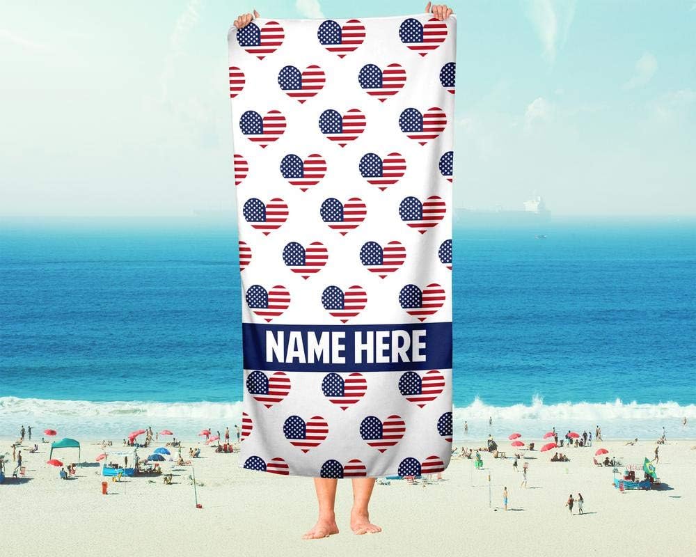Personalized Corner Extra Large American Heart Pattern Towel