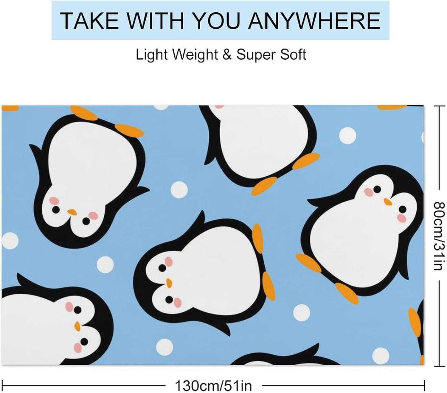 ERHN Blue Dot Cute Penguin Beach Towel 130x80cm