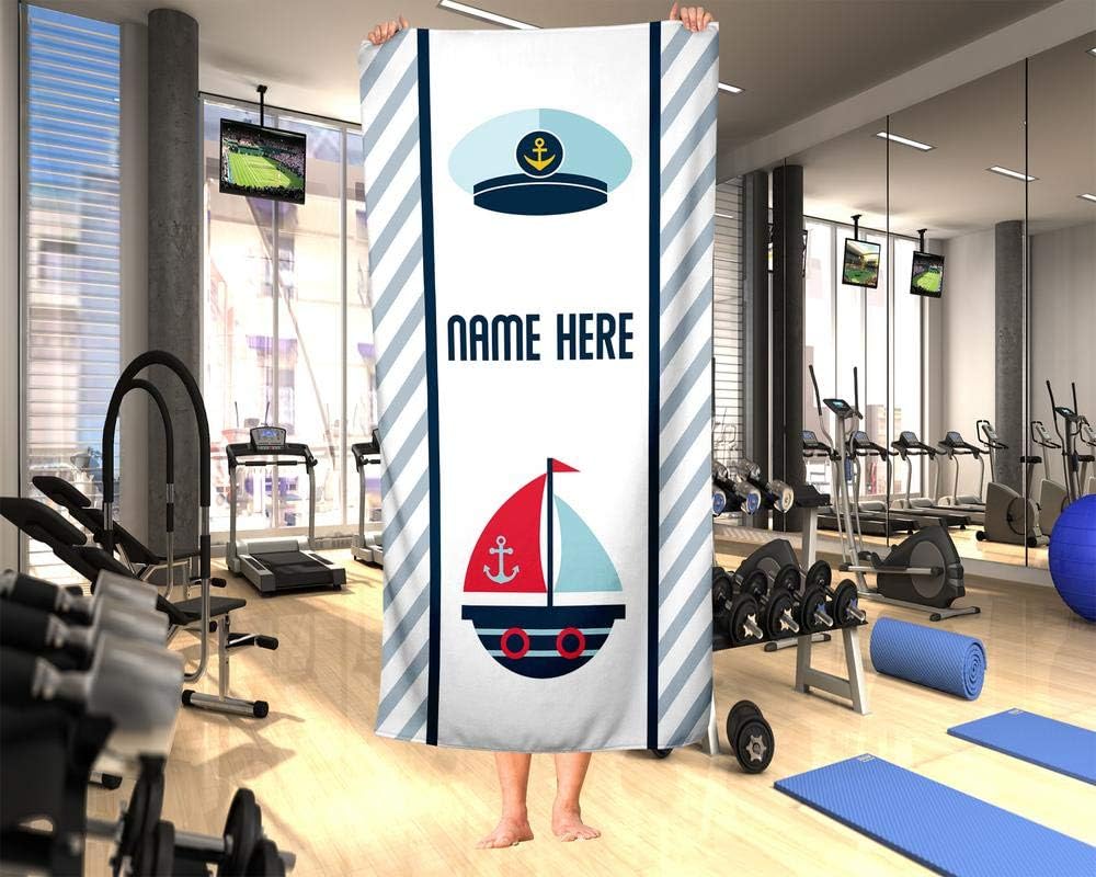 Personalized Nautical Sail Towel for Kids - Custom Travel Bath Beach Pool Towel