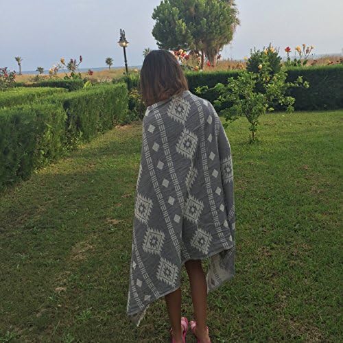 Bersuse Turkish Towel Set of 6 - 37x70 Inches Silver Gray