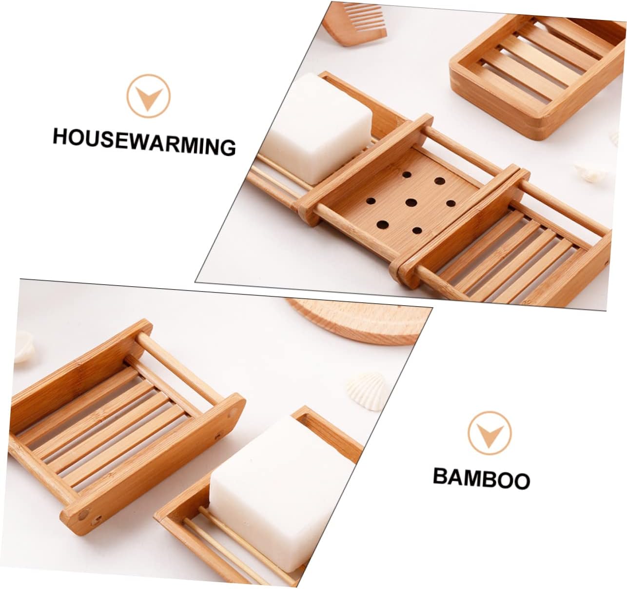 Amosfun 2pcs Wooden Soap Tray for Bathroom
