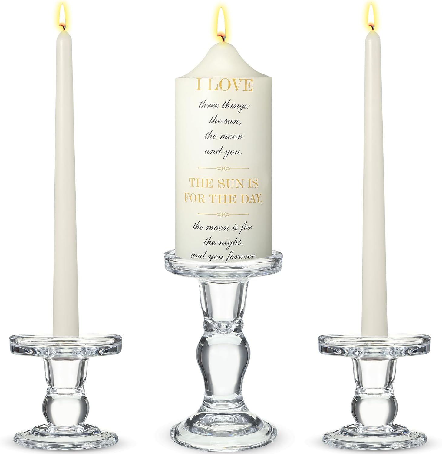 MTLEE 3 Unity Candles with Holder for Wedding Ceremony 1