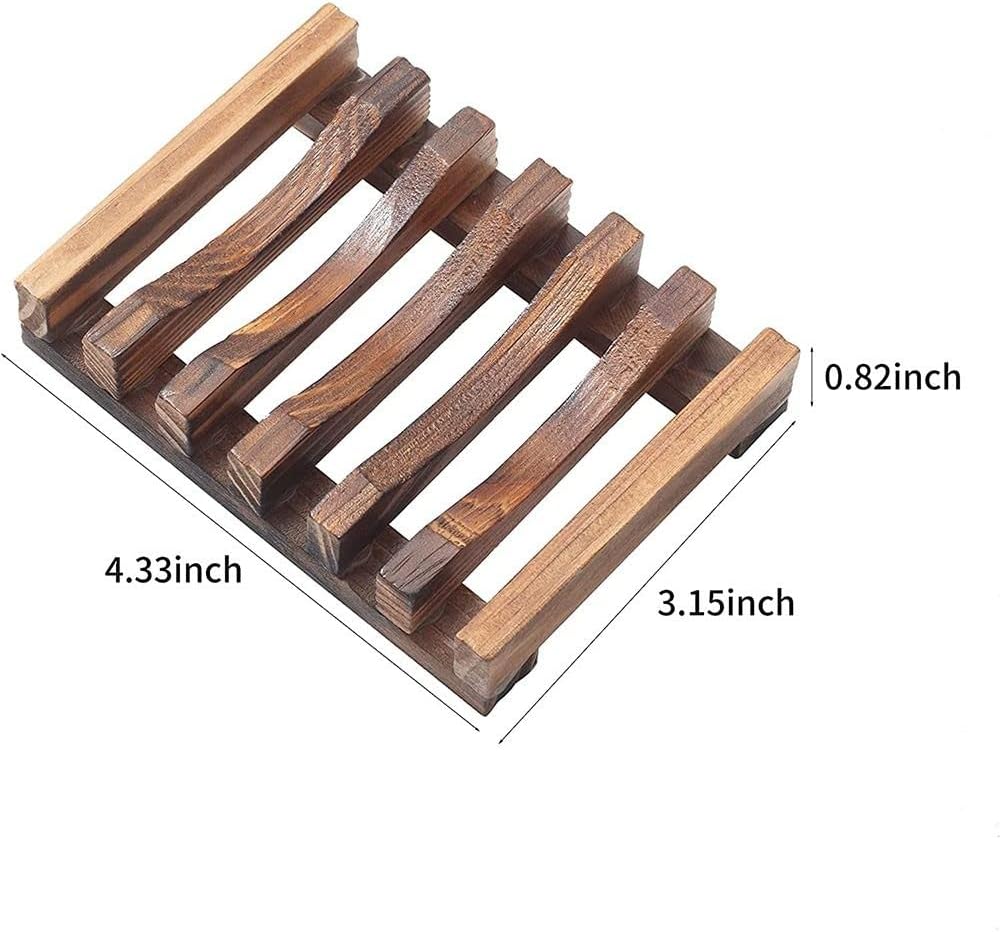 DIEWU 2 Pcs Wooden Soap Dish Self-Draining Bathroom Holder