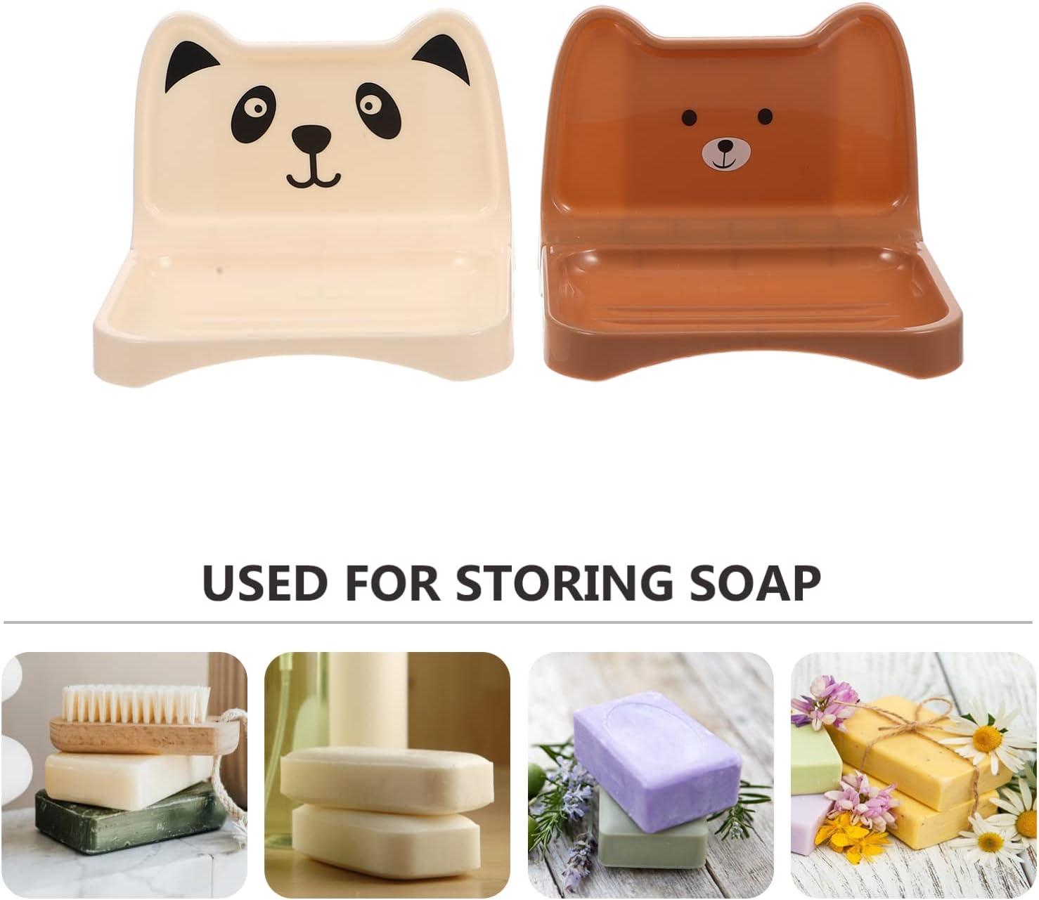 4pcs Wall-Mounted Soap Holder Bathroom Organizer