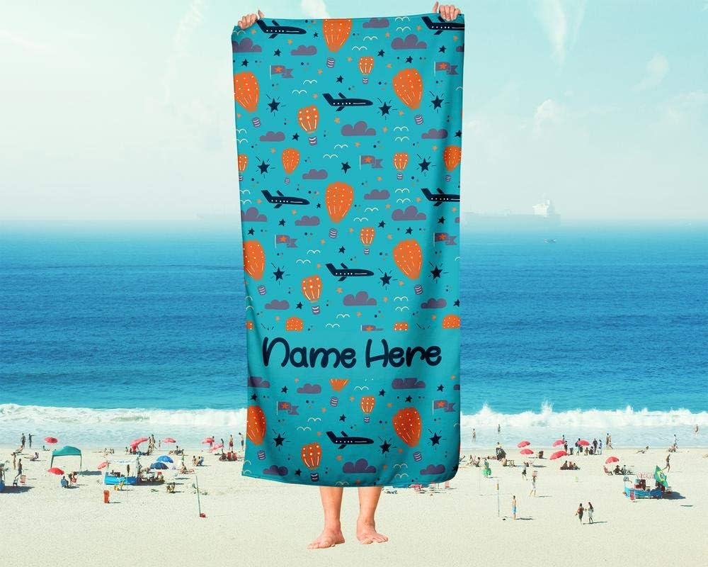 Extra Large Personalized Hot Air Balloon Towel for Kids