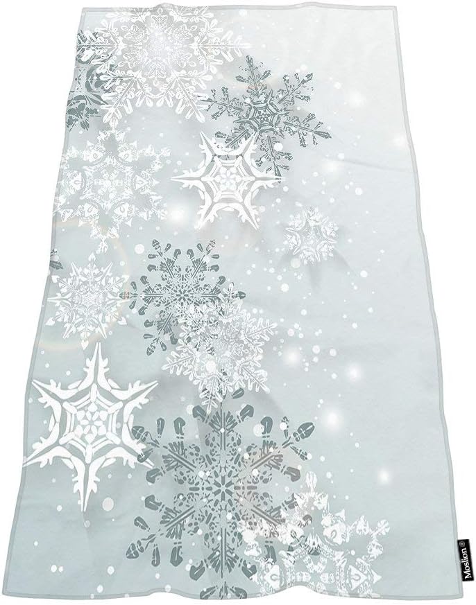 Moslion Crystal Snowflake Bath Towel - 64x32 Inches