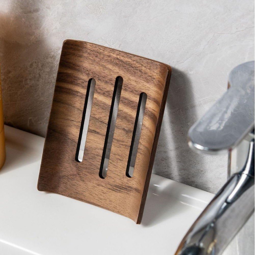 Vobumix Wooden Soap Dish Natural Wood Soap Holder for Bathroom and Kitchen