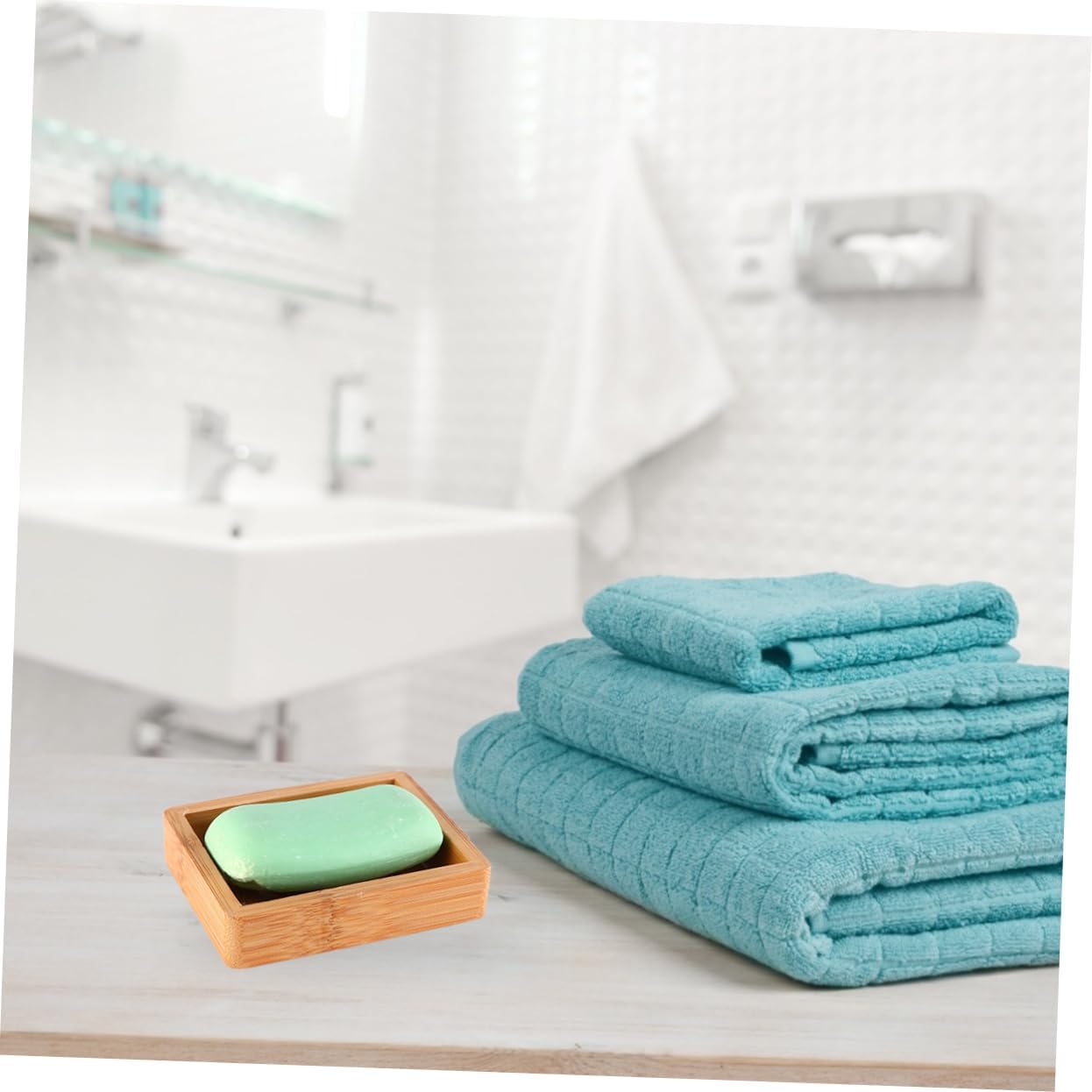 Bamboo Soap Dispenser Leaf Shape Wood Holder