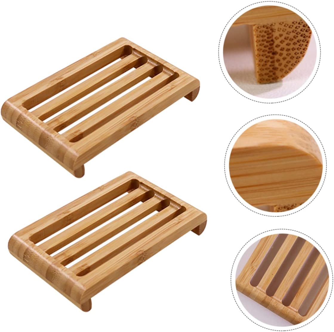 LIFKOME Bamboo Soap Dish Sturdy Draining Holder
