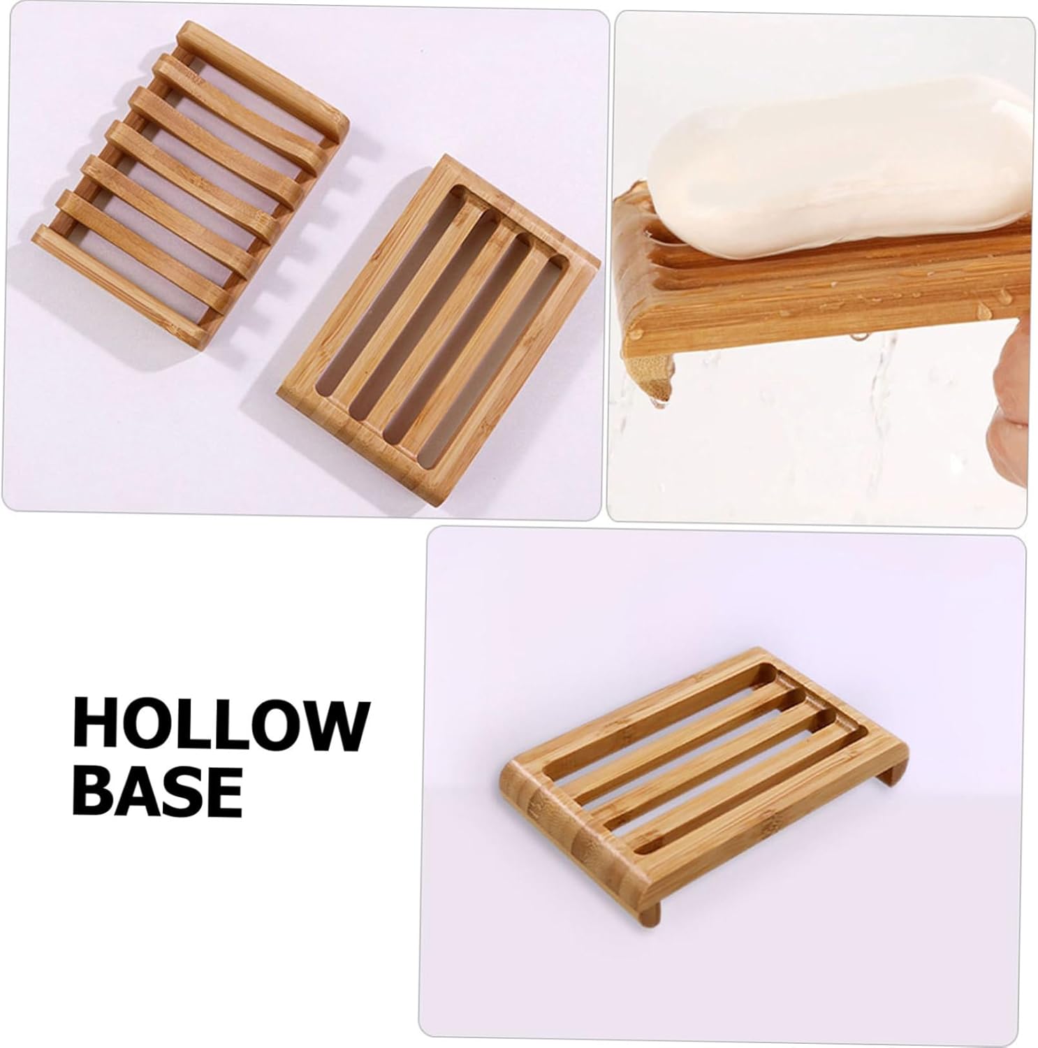 TINEASUR Bamboo Soap Tray Elegant Self-Draining Holder